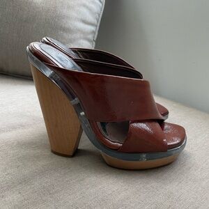 Marni Brown Tan platform mule heel sandals - size 35 US 5 5.5